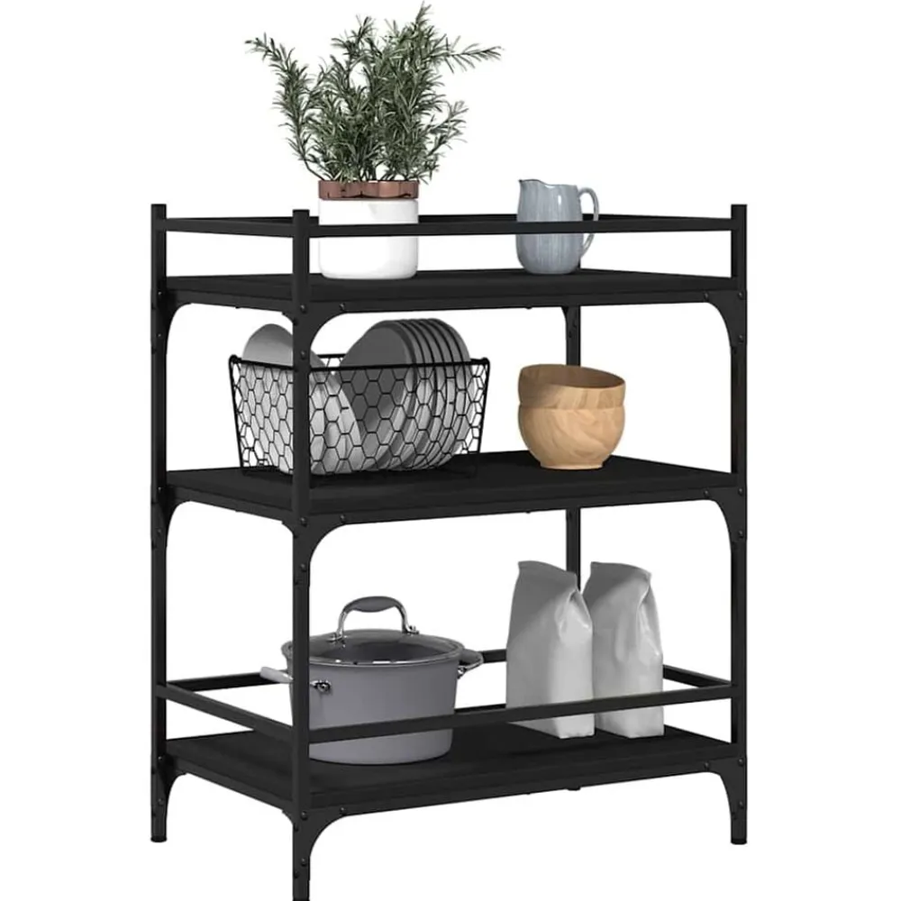 vidaXL Carros E Islas-Carrito de cocina de madera de ingeniería 65x40x86,5 cm