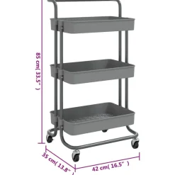 vidaXL Carros E Islas-Carrito de cocina 3 niveles hierro y ABS 42x35x85 cm