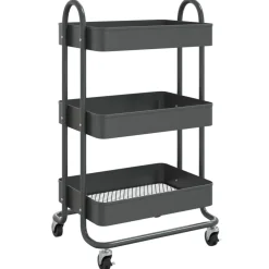 vidaXL Carros E Islas-Carrito de cocina 3 niveles acero 43x34x79 cm
