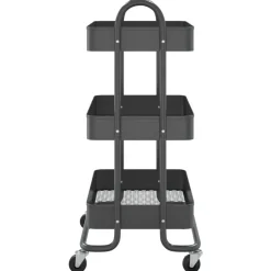 vidaXL Carros E Islas-Carrito de cocina 3 niveles acero 43x34x79 cm