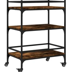vidaXL Carrito de cocina madera ingeniería 65x40x86,5 cm Roble ahumado Hot