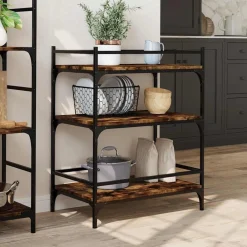 vidaXL Carrito de cocina madera ingeniería 65x40x86,5 cm Roble ahumado Hot