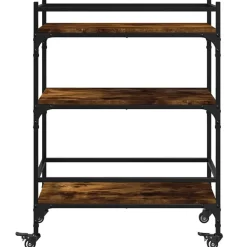 vidaXL Carrito de cocina madera ingeniería 65x40x86,5 cm Roble ahumado Hot