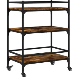 vidaXL Carrito de cocina madera ingeniería 65x40x86,5 cm Roble ahumado Hot