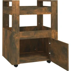 vidaXL Carrito de cocina madera contrachapada 60x45x80cm Roble ahumado Hot