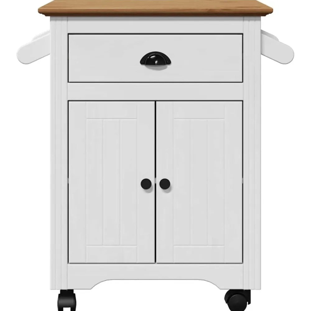 vidaXL Carrito de cocina BODO blanco y marrón 72x45x80 cm Blanco y marrón Discount
