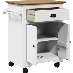 vidaXL Carrito de cocina BODO blanco y marrón 72x45x80 cm Blanco y marrón Discount