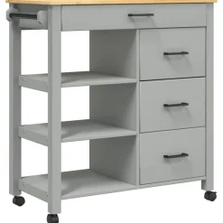 vidaXL Carros E Islas-Carrito de cocina MONZA madera maciza de pino 84x40x88,5 cm