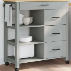 vidaXL Carros E Islas-Carrito de cocina MONZA madera maciza de pino 84x40x88,5 cm