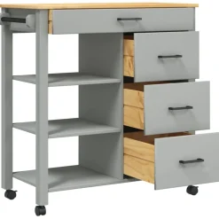 vidaXL Carros E Islas-Carrito de cocina MONZA madera maciza de pino 84x40x88,5 cm