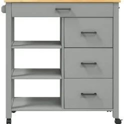 vidaXL Carros E Islas-Carrito de cocina MONZA madera maciza de pino 84x40x88,5 cm