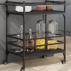 vidaXL Carros E Islas-Carrito de cocina de madera de ingeniería 82x40x78,5 cm