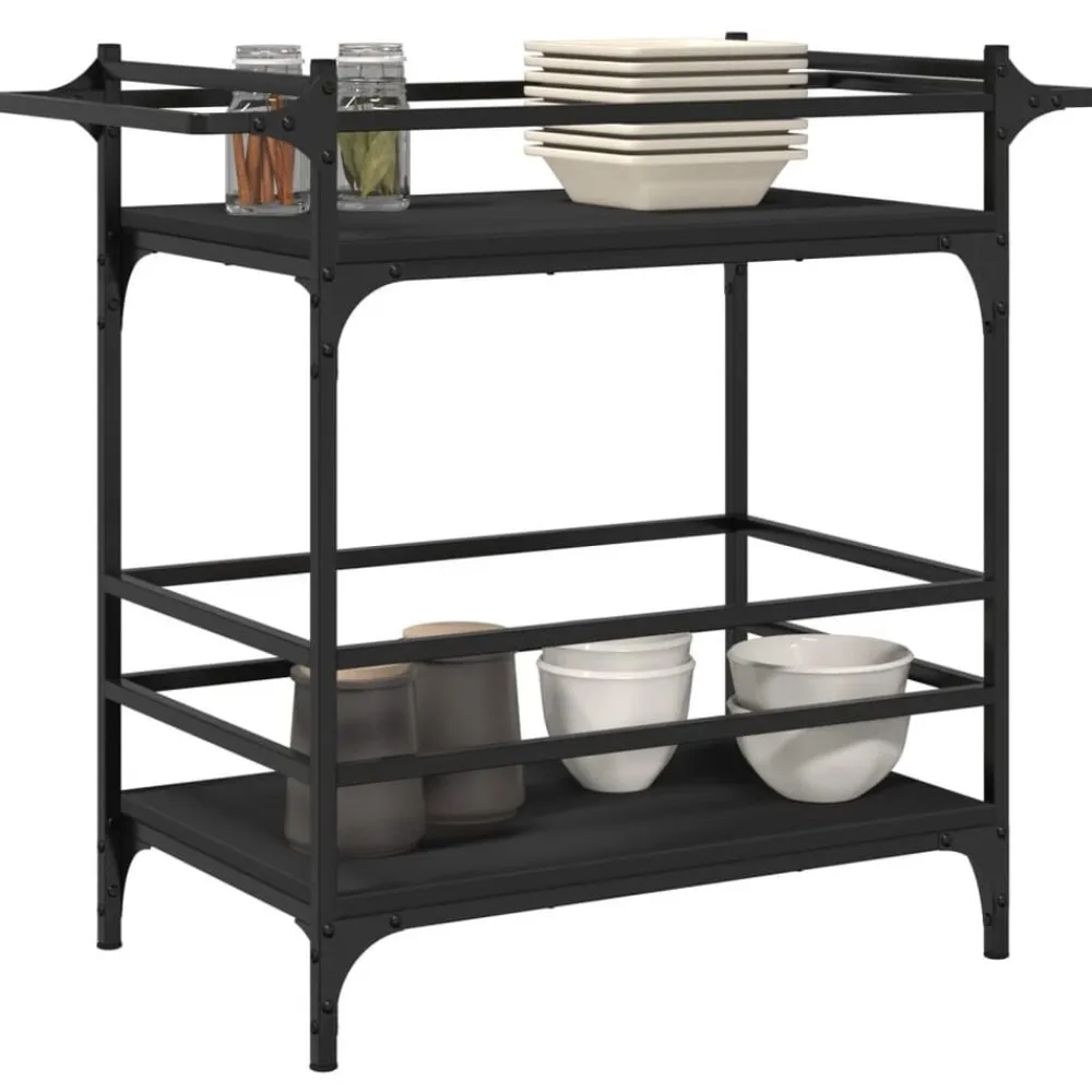 vidaXL Carros E Islas-Carrito de cocina de madera de ingeniería 82x40x78,5 cm