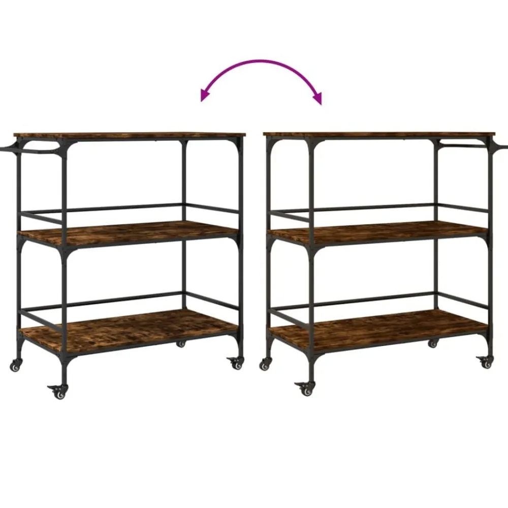 vidaXL Carros E Islas-Carrito de cocina madera ingeniería roble humo 100,5x50x105 cm