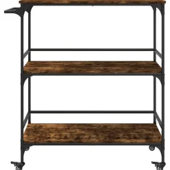 vidaXL Carros E Islas-Carrito de cocina madera ingeniería roble humo 100,5x50x105 cm