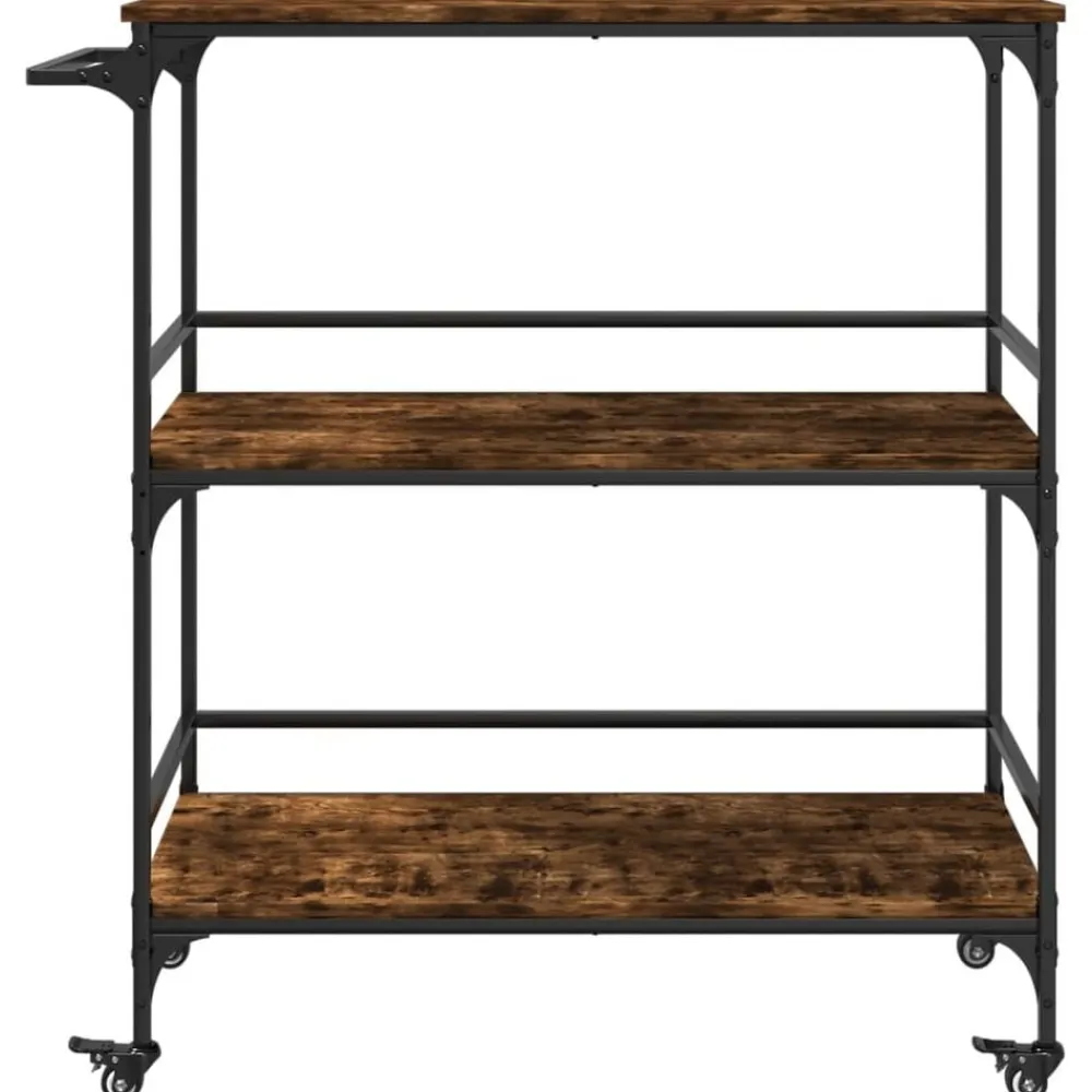 vidaXL Carros E Islas-Carrito de cocina madera ingeniería roble humo 100,5x50x105 cm