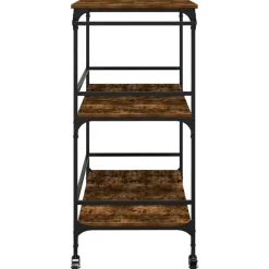 vidaXL Carros E Islas-Carrito de cocina madera ingeniería roble humo 100,5x50x105 cm