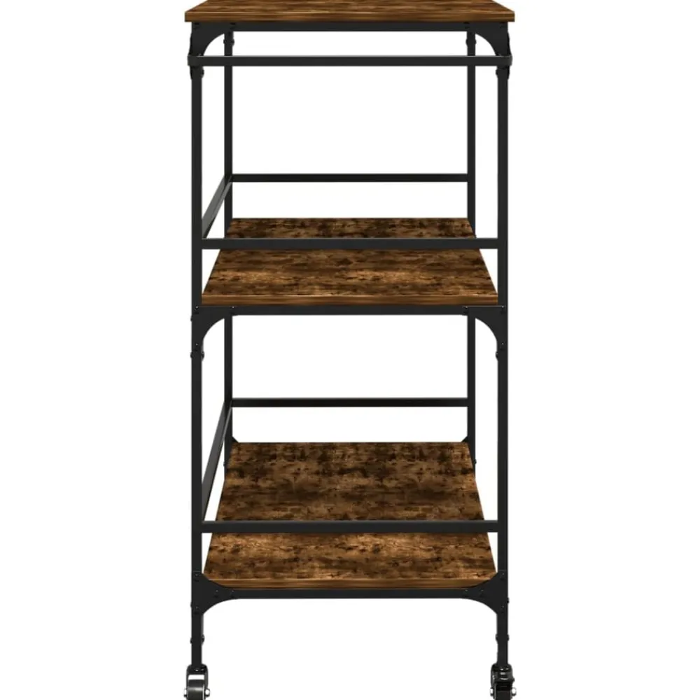 vidaXL Carros E Islas-Carrito de cocina madera ingeniería roble humo 100,5x50x105 cm