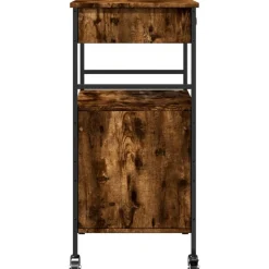 vidaXL Carrito de cocina madera ingeniería 56x43x89,5 cm Roble ahumado New