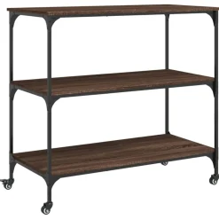 vidaXL Carrito de cocina madera ingeniería marrón roble 102x50x95 cm Marr&oacute;n roble Sale
