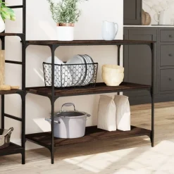 vidaXL Carrito de cocina madera ingeniería marrón roble 102x50x95 cm Marr&oacute;n roble Sale