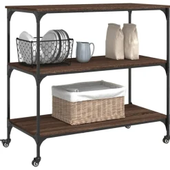 vidaXL Carrito de cocina madera ingeniería marrón roble 102x50x95 cm Marr&oacute;n roble Sale