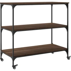 vidaXL Carrito de cocina madera ingeniería marrón roble 102x50x95 cm Marr&oacute;n roble Sale