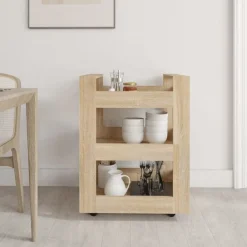 vidaXL Carrito de cocina madera contrachapada color roble 60x45x80 cm Roble Sonoma Sale