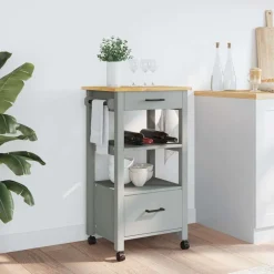 vidaXL Carros E Islas-Carrito de cocina MONZA madera maciza de pino 48x40x88,5 cm