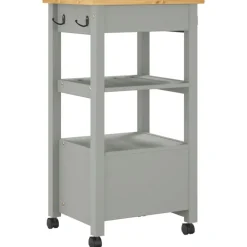 vidaXL Carros E Islas-Carrito de cocina MONZA madera maciza de pino 48x40x88,5 cm