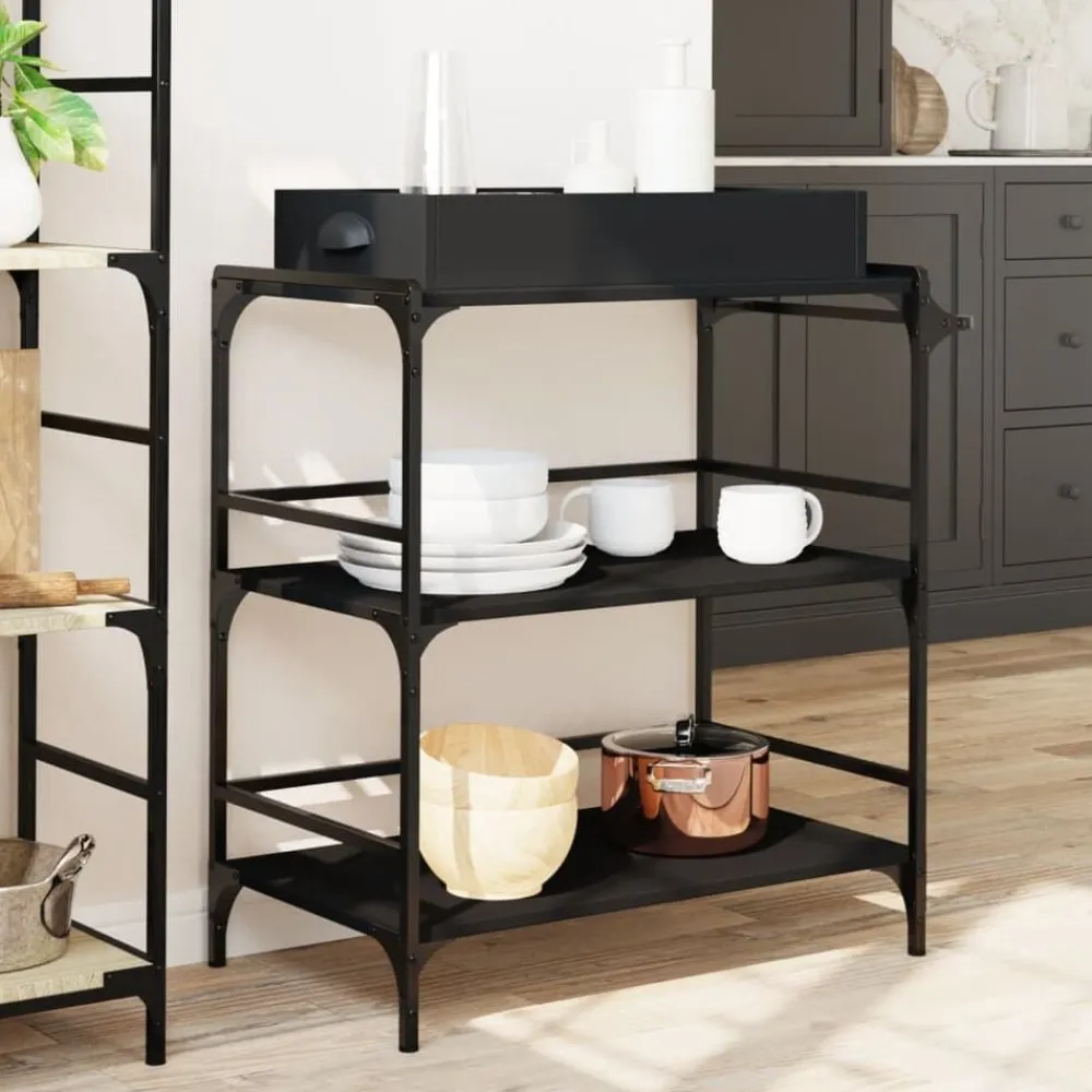 vidaXL Carros E Islas-Carrito de cocina de madera de ingeniería 81,5x41x92,5 cm