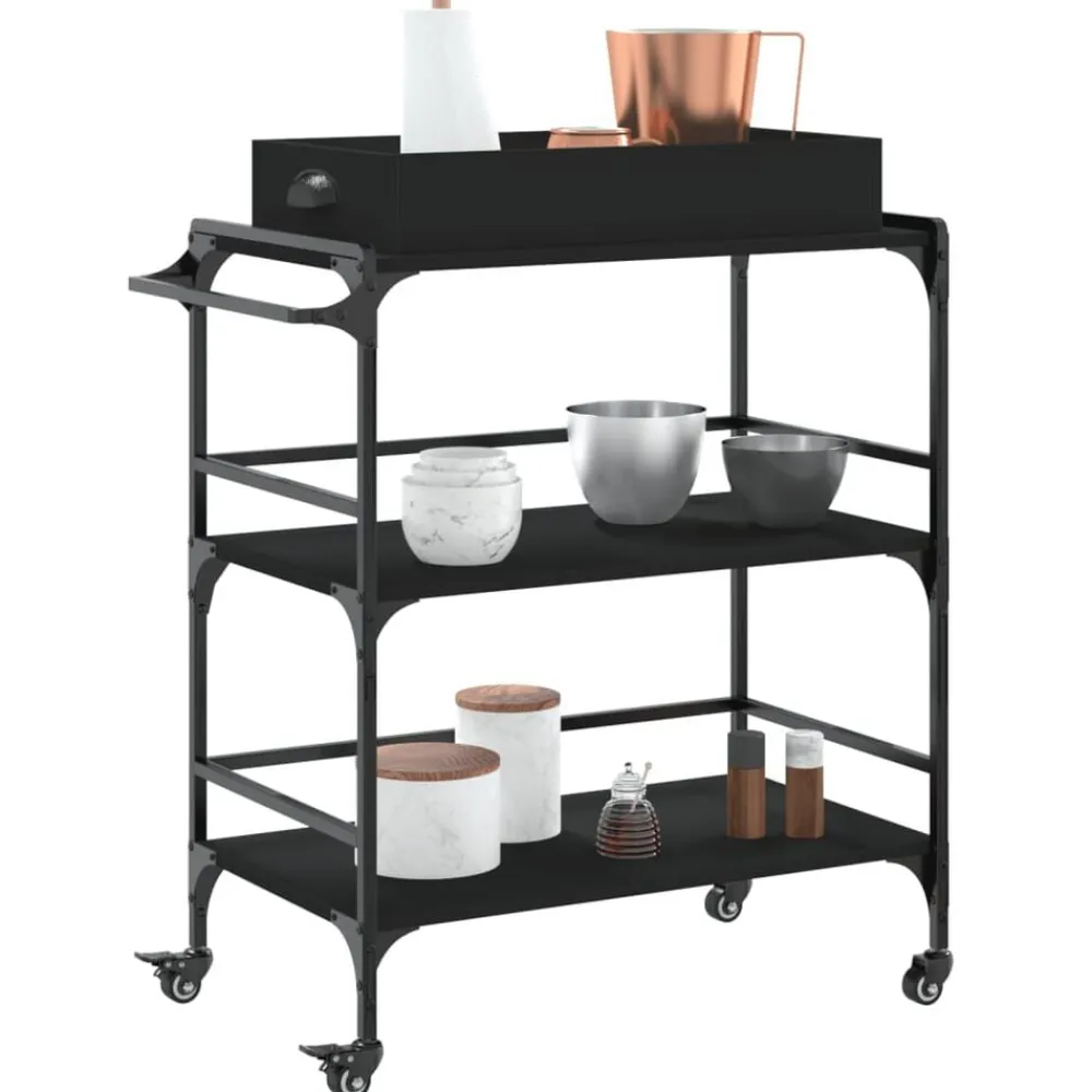 vidaXL Carros E Islas-Carrito de cocina de madera de ingeniería 81,5x41x92,5 cm