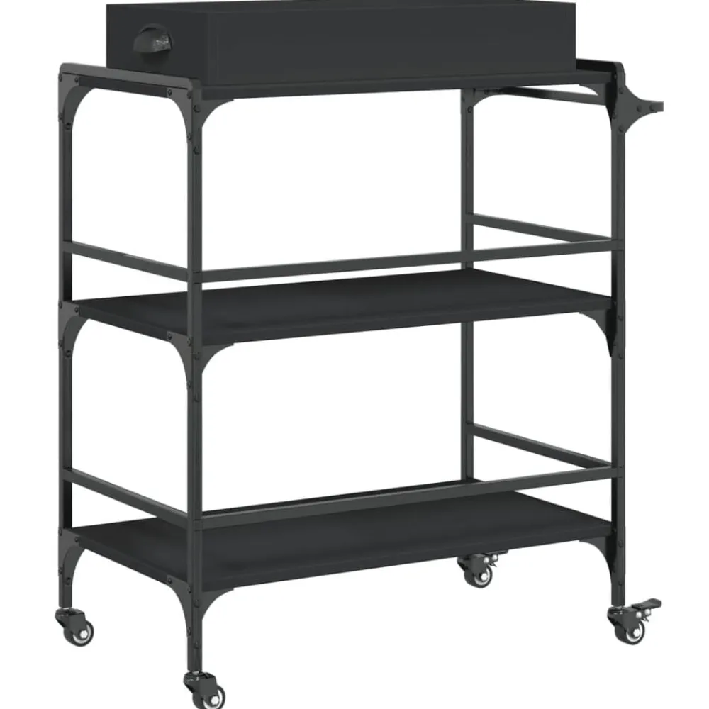 vidaXL Carros E Islas-Carrito de cocina de madera de ingeniería 81,5x41x92,5 cm