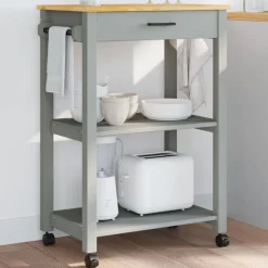 vidaXL Carros E Islas-Carrito de cocina MONZA madera maciza de pino 60x40x88,5 cm