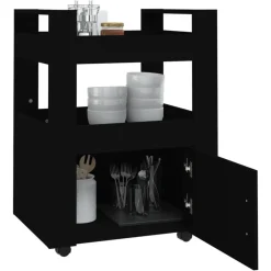 vidaXL Carrito de cocina madera contrachapada 60x45x80 cm Negro Discount