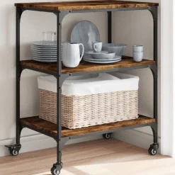 vidaXL Carros E Islas-Carrito de cocina madera ingeniería 60x41x76 cm