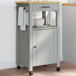 vidaXL Carros E Islas-Carrito de cocina MONZA madera maciza de pino 48x40x88,5 cm