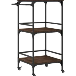 vidaXL Carrito de cocina madera ingeniería roble marrón 60,5x50x105cm Marr&oacute;n roble New