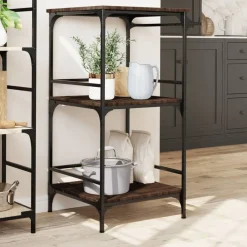 vidaXL Carrito de cocina madera ingeniería roble marrón 60,5x50x105cm Marr&oacute;n roble New