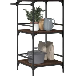 vidaXL Carrito de cocina madera ingeniería roble marrón 60,5x50x105cm Marr&oacute;n roble New