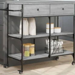 vidaXL Carrito de cocina madera ingeniería 105x42x95 cm Gris sonoma Clearance
