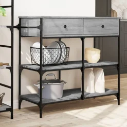 vidaXL Carrito de cocina madera ingeniería 105x42x95 cm Gris sonoma Clearance