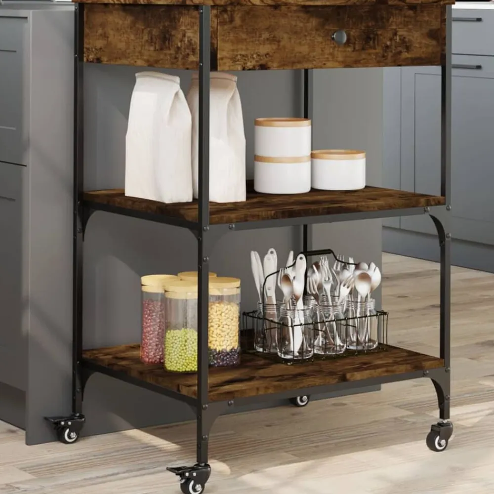 vidaXL Carros E Islas-Carrito de cocina madera ingeniería 60x48x89,5 cm