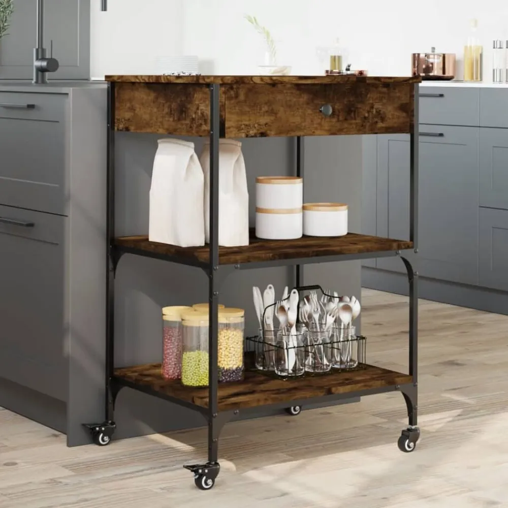 vidaXL Carros E Islas-Carrito de cocina madera ingeniería 60x48x89,5 cm
