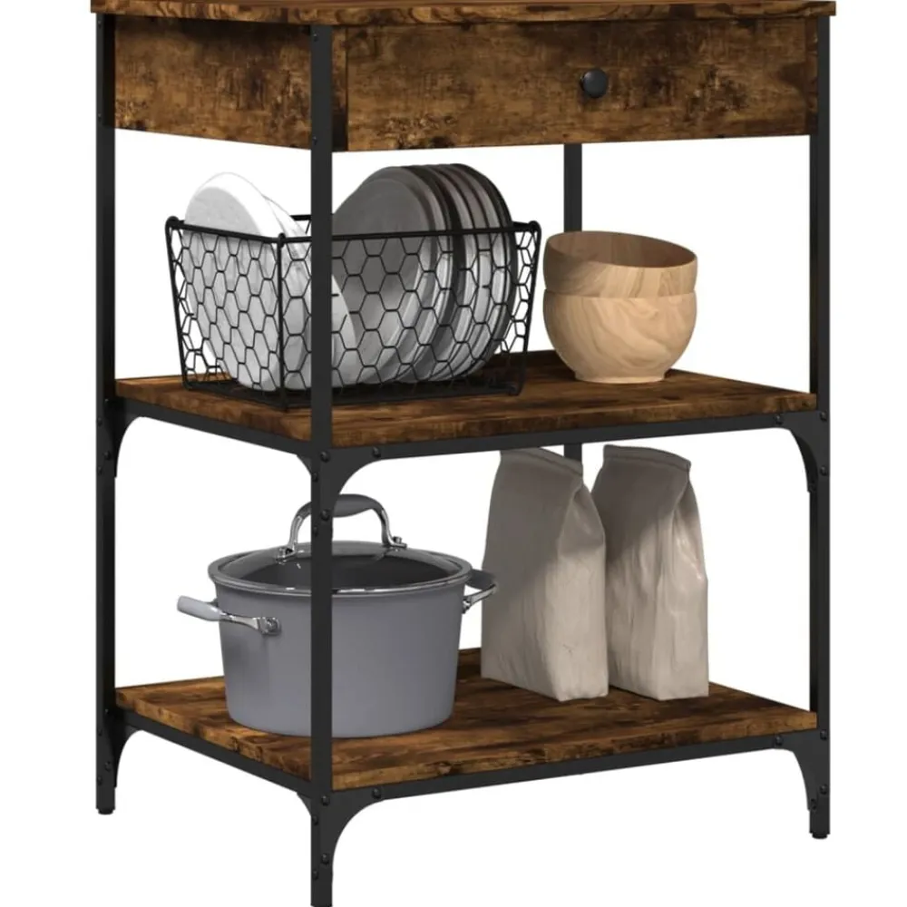vidaXL Carros E Islas-Carrito de cocina madera ingeniería 60x48x89,5 cm