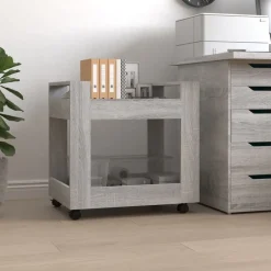 vidaXL Carrito de escritorio contrachapada 60x45x60 cm Gris sonoma Hot