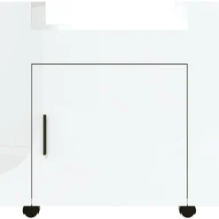 vidaXL Carros E Islas-Carrito de escritorio contrachapada blanco brillo 60x45x60 cm