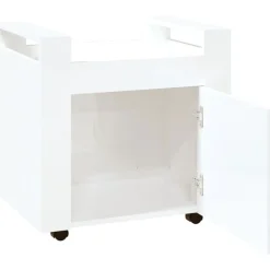 vidaXL Carros E Islas-Carrito de escritorio contrachapada blanco brillo 60x45x60 cm