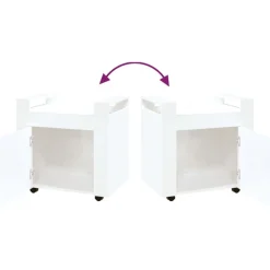 vidaXL Carros E Islas-Carrito de escritorio contrachapada blanco brillo 60x45x60 cm