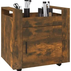 vidaXL Carrito de escritorio contrachapada 60x45x60 cm Roble ahumado Sale